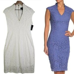 NEW Alexia Admor Kenall Lace Sheath Dress‎ 8 White Pencil Cap Sleeve NWT